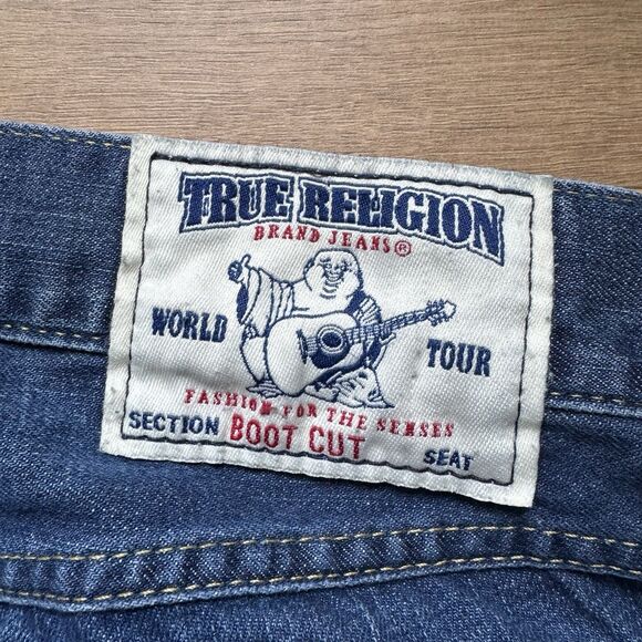 Vintage True Religion Boot Cut Jeans Women 29 Blue Low Rise Flap Pocket - Picture 5 of 13